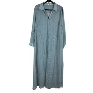 Soft Surroundings Pastel Blue Embroidered Button Front 2pc Maxi Coquette Dress M